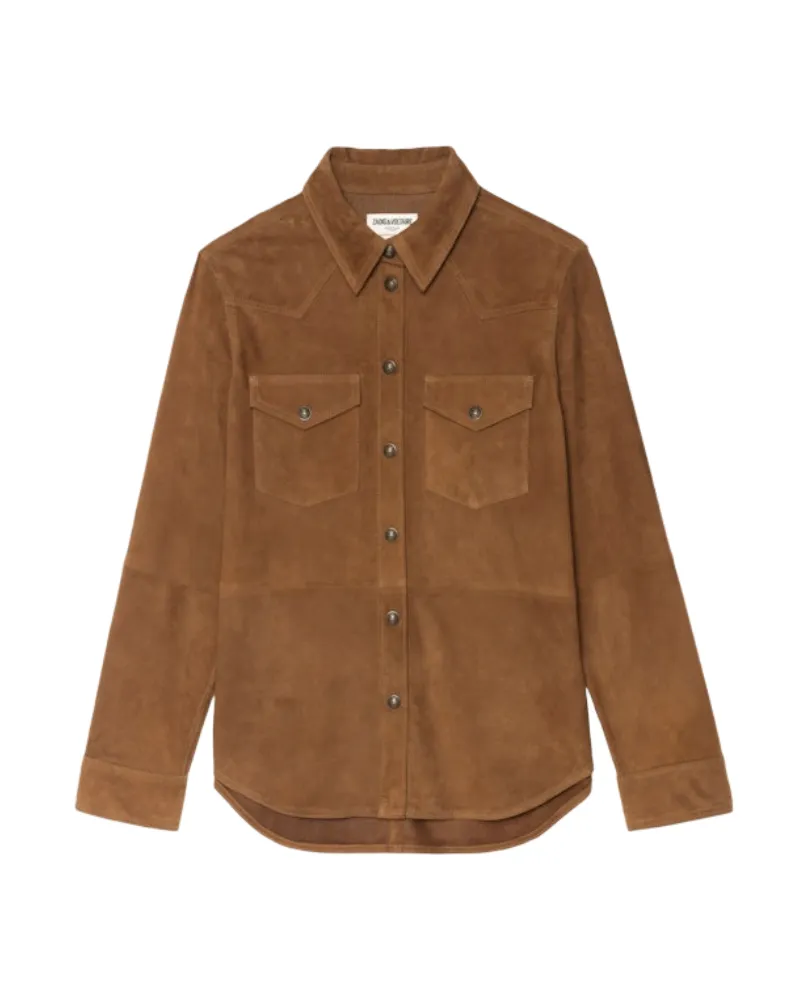 Zadig & Voltaire Hemd Thelma Wildleder Braun