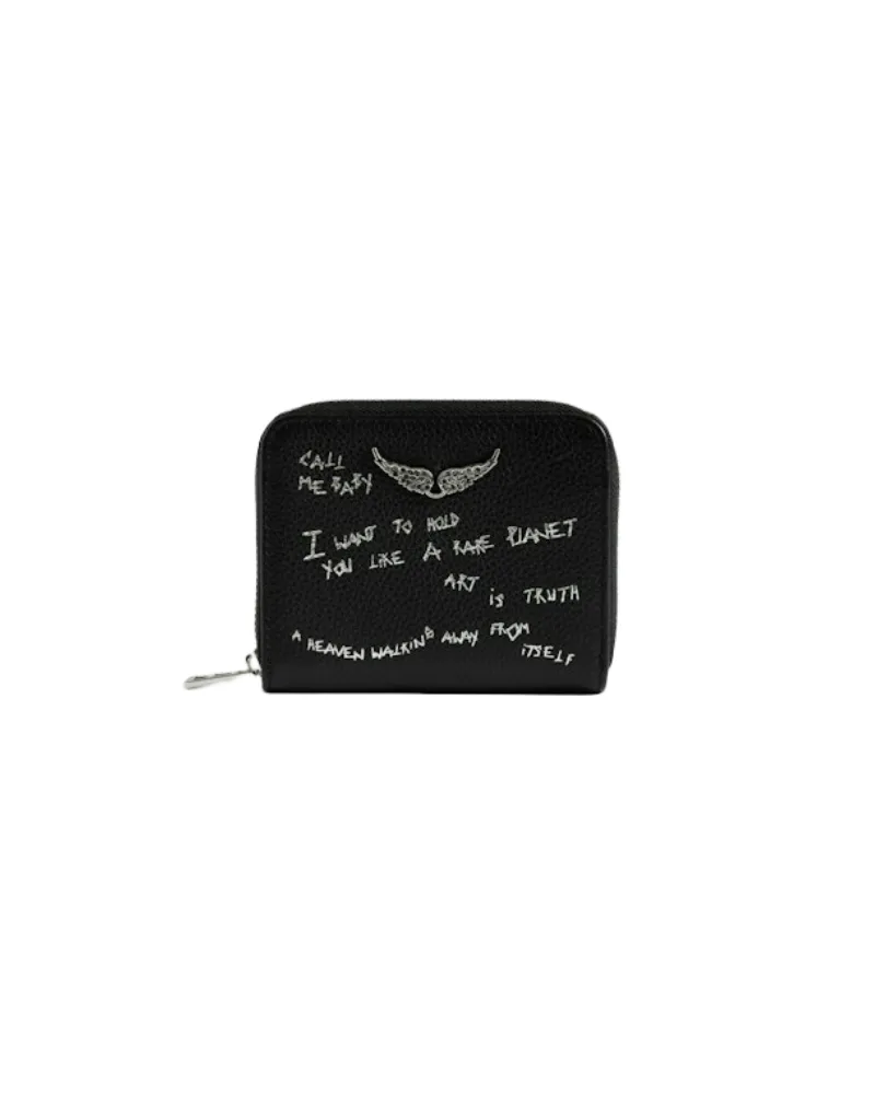 Zadig & Voltaire Mini ZV Graffiti Geldbörse Schwarz