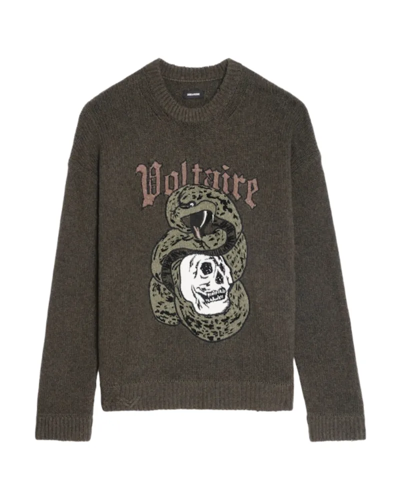 Zadig & Voltaire Pullover Marko 100% Merinowolle Grün