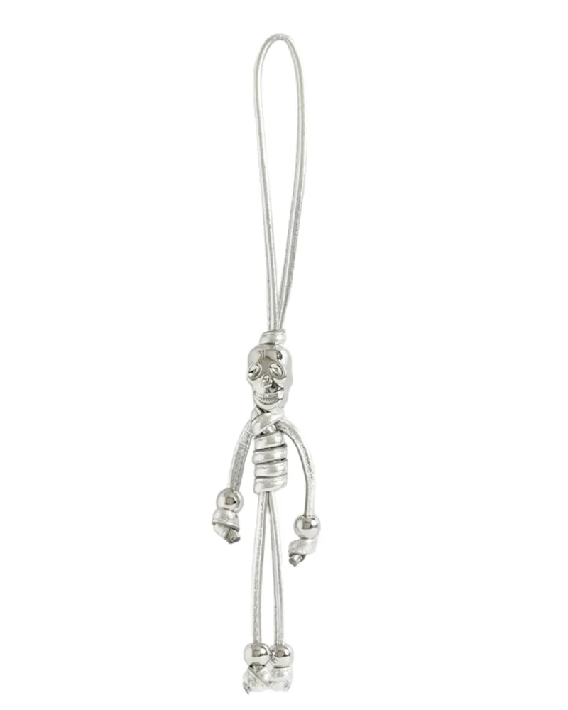 Zadig & Voltaire Skull Keyring Vintage Metal Schlüsselanhänger Grau