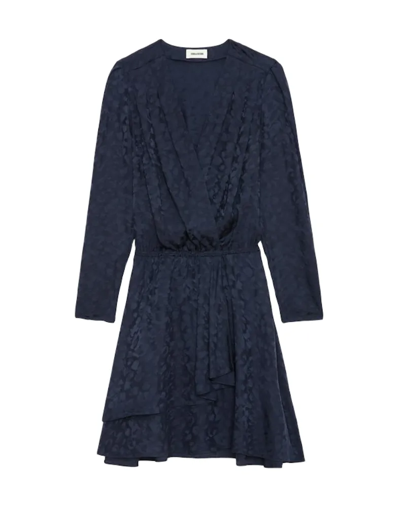 Zadig & Voltaire Kleid Rogers Leopard Seide Jacquard Blau
