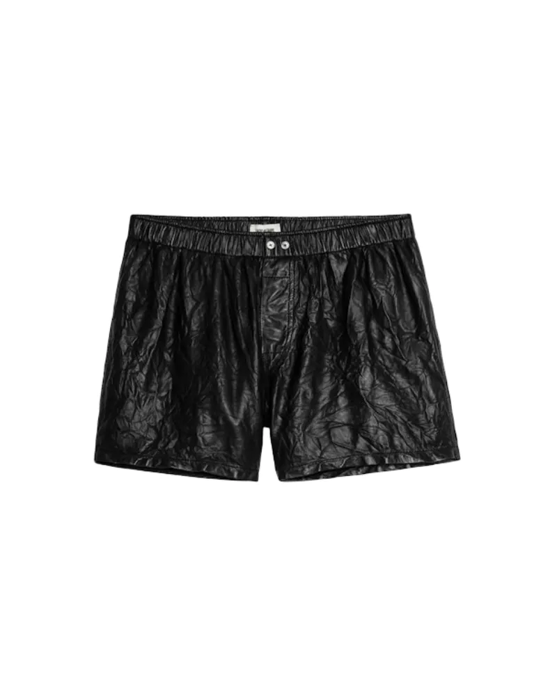 Zadig & Voltaire Short Pax Knitterledershorts Schwarz