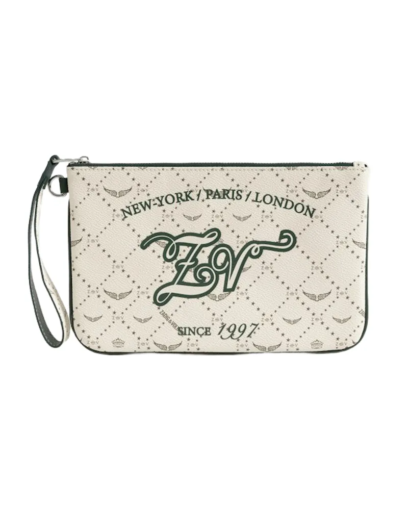 Zadig & Voltaire Z Pouch Monogram Tennis Clutch Weiß