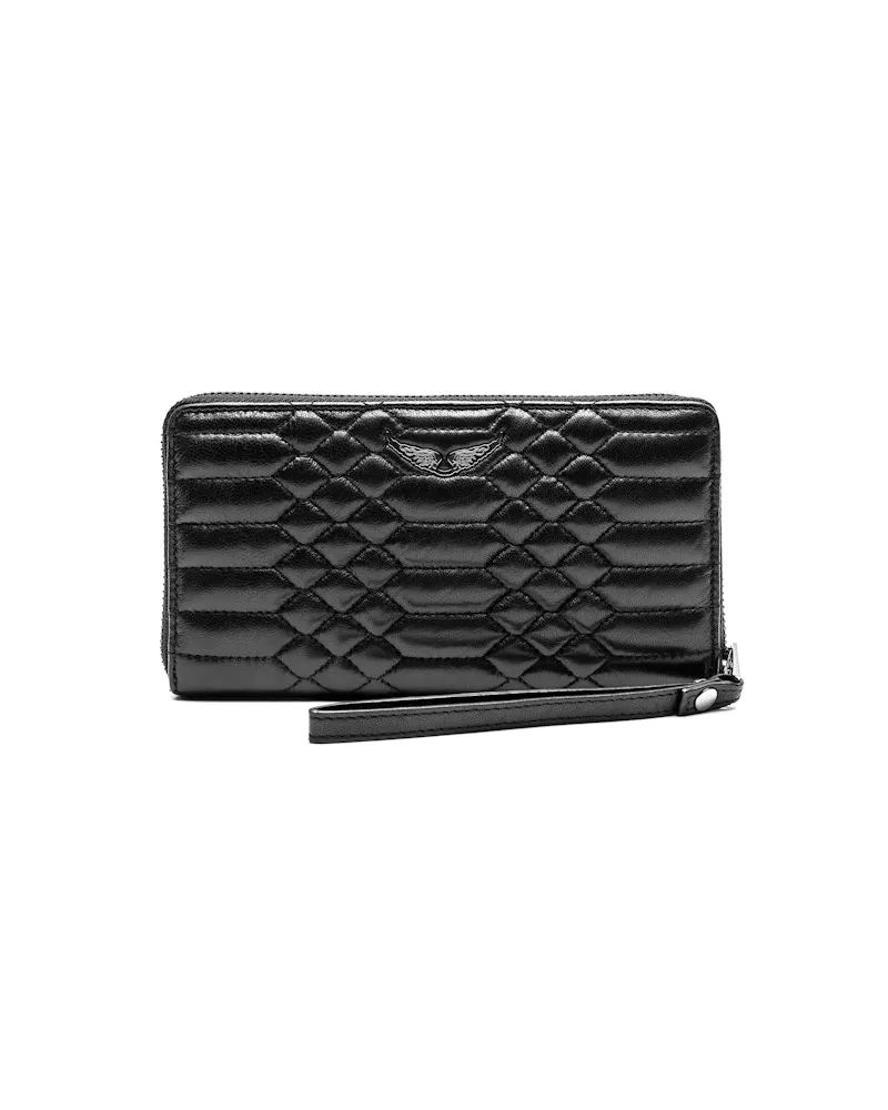 Zadig & Voltaire Gesteppte Brieftasche Compagnon Schwarz