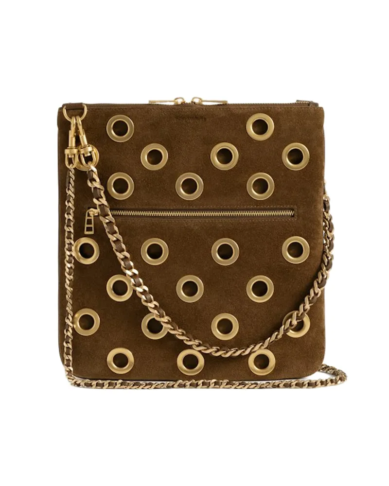 Zadig & Voltaire Rock Suede 26 Eyelets Clutch Braun
