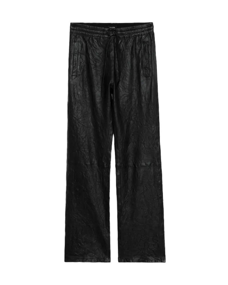 Zadig & Voltaire Pocha Hose Geknittertem Leder Schwarz