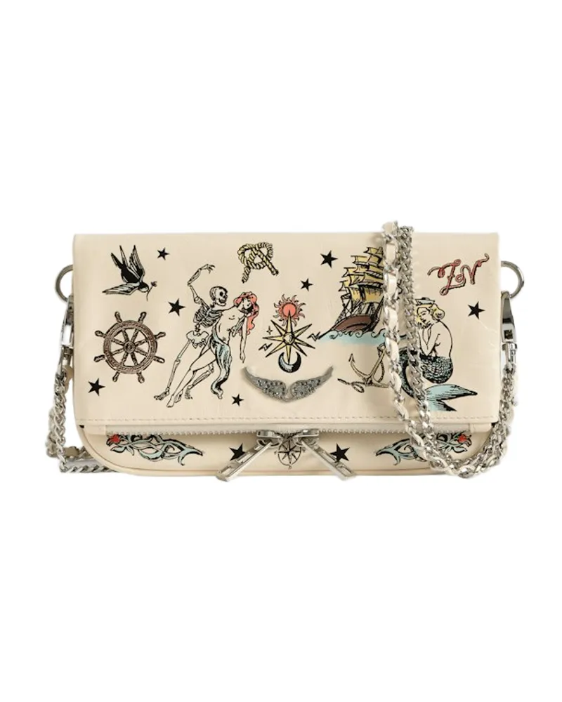Zadig & Voltaire Clutch Rock Mini Tattoo Weiß