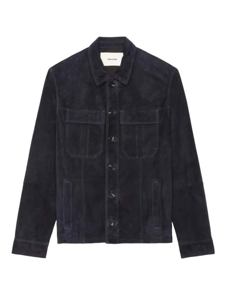 Zadig & Voltaire Kuba Leder-Suede Jacke Blau
