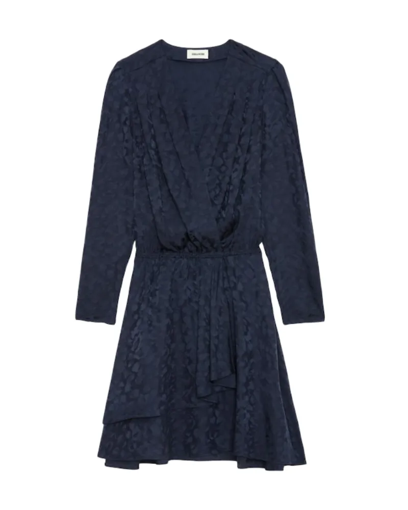 Zadig & Voltaire Kleid Rogers Leopard Seide Jacquard Blau