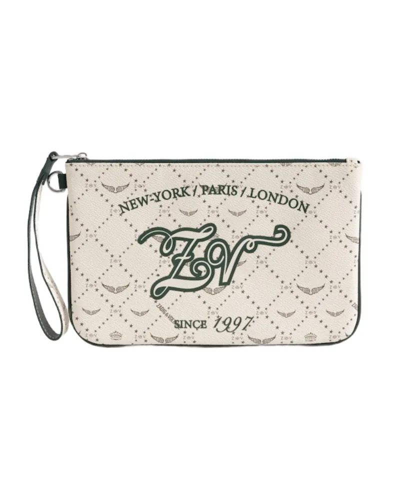 Zadig & Voltaire Z Pouch Monogram Tennis Clutch Weiß