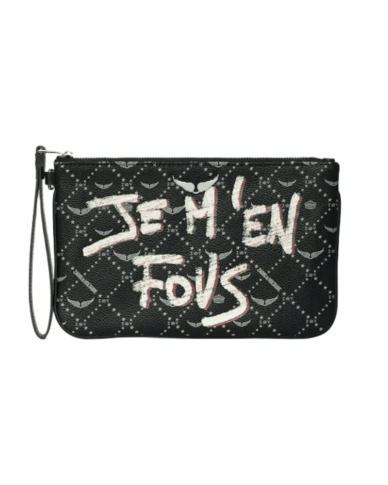 Zadig & Voltaire Z Pouch Monogram Tag Clutch Schwarz