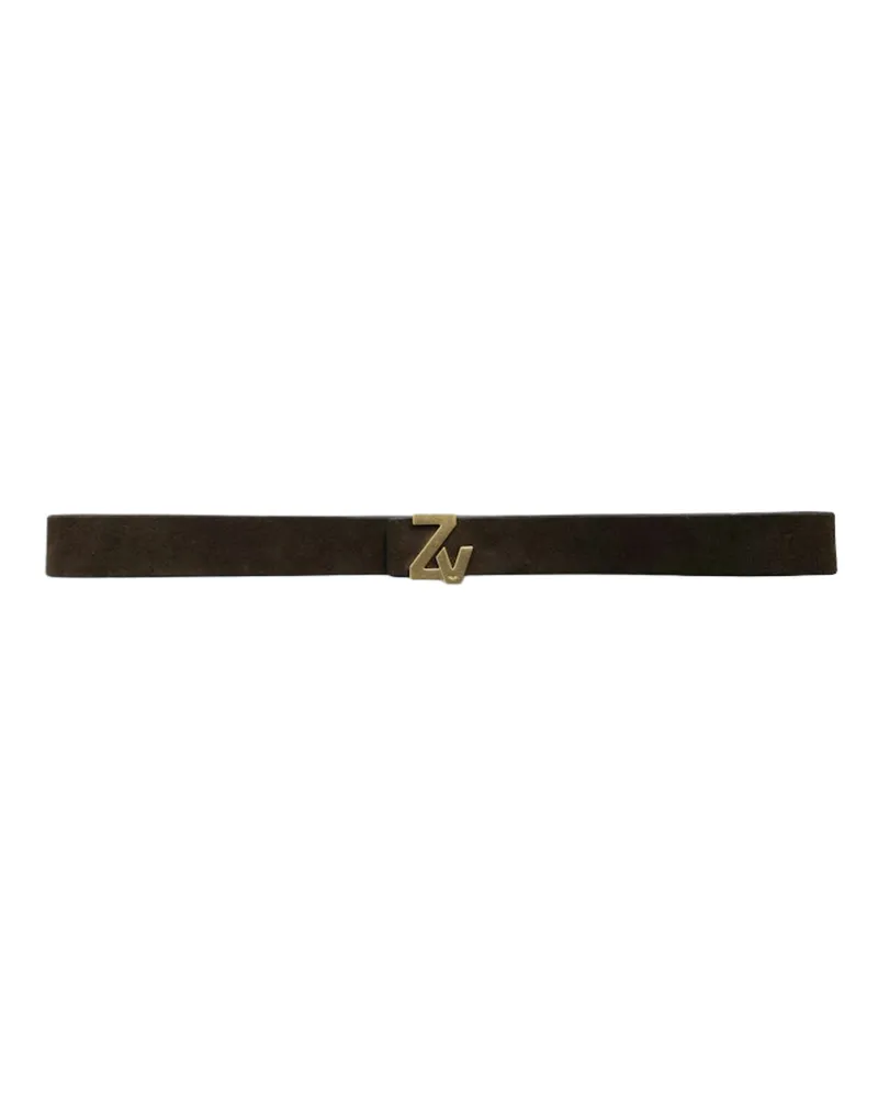 Zadig & Voltaire ZV Initiale La Belt 30mm Wildleder Gürtel Braun