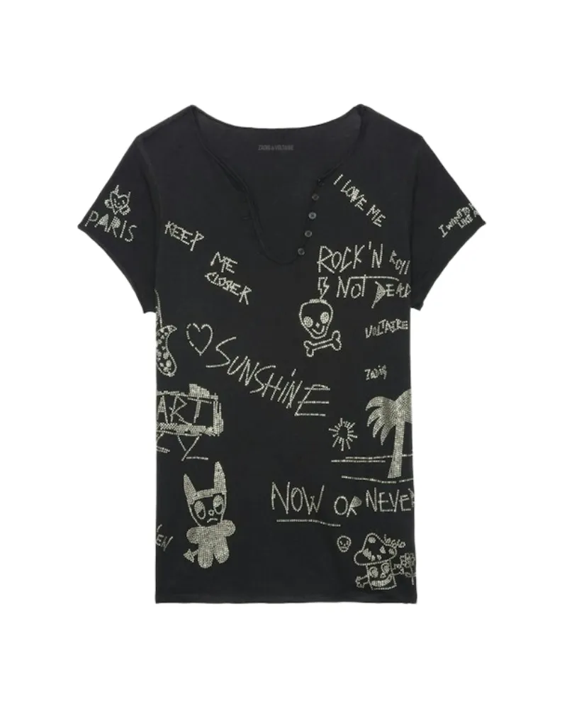 Zadig & Voltaire Henley-Shirt Schwarz