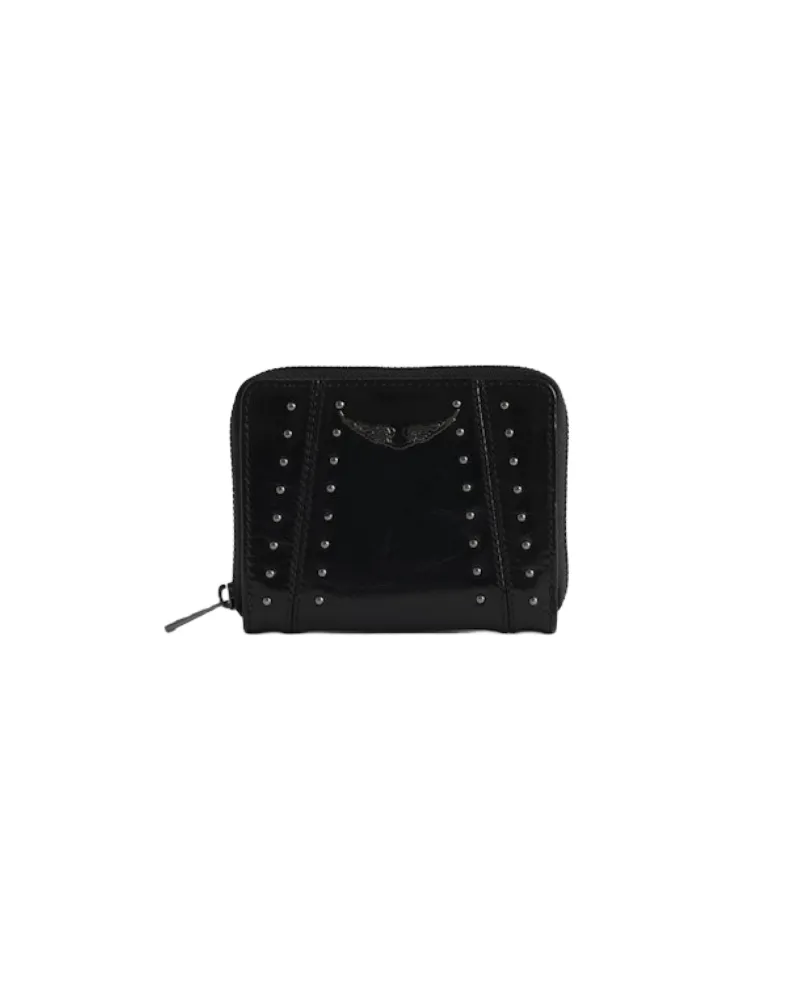 Zadig & Voltaire Geldbörse Mini ZV Vintage Patent Studs Schwarz