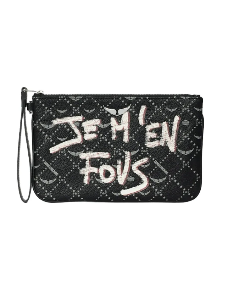 Zadig & Voltaire Z Pouch Monogram Tag Clutch Schwarz