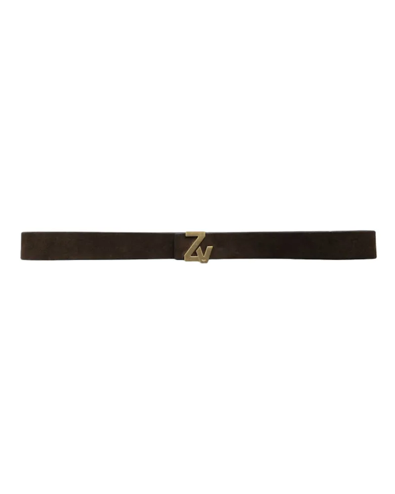 Zadig & Voltaire ZV Initiale La Belt 30mm Wildleder Gürtel Braun