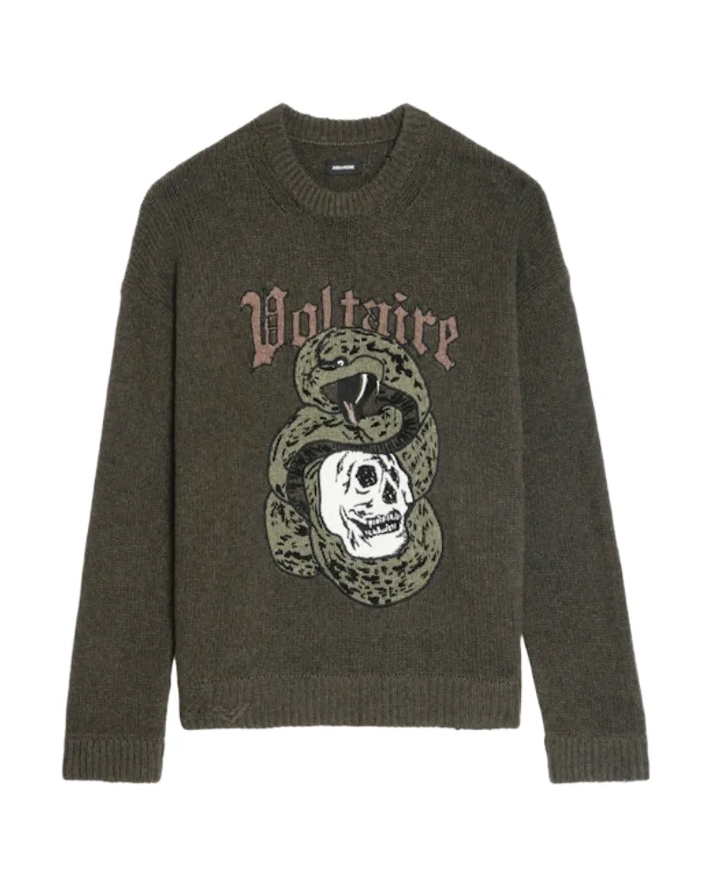 Zadig & Voltaire Pullover Marko 100% Merinowolle Grün