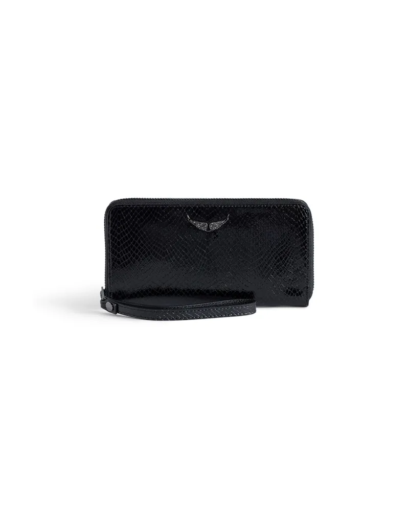 Zadig & Voltaire Portefeuille Compagnon Glossy Wild Geprägt Schwarz