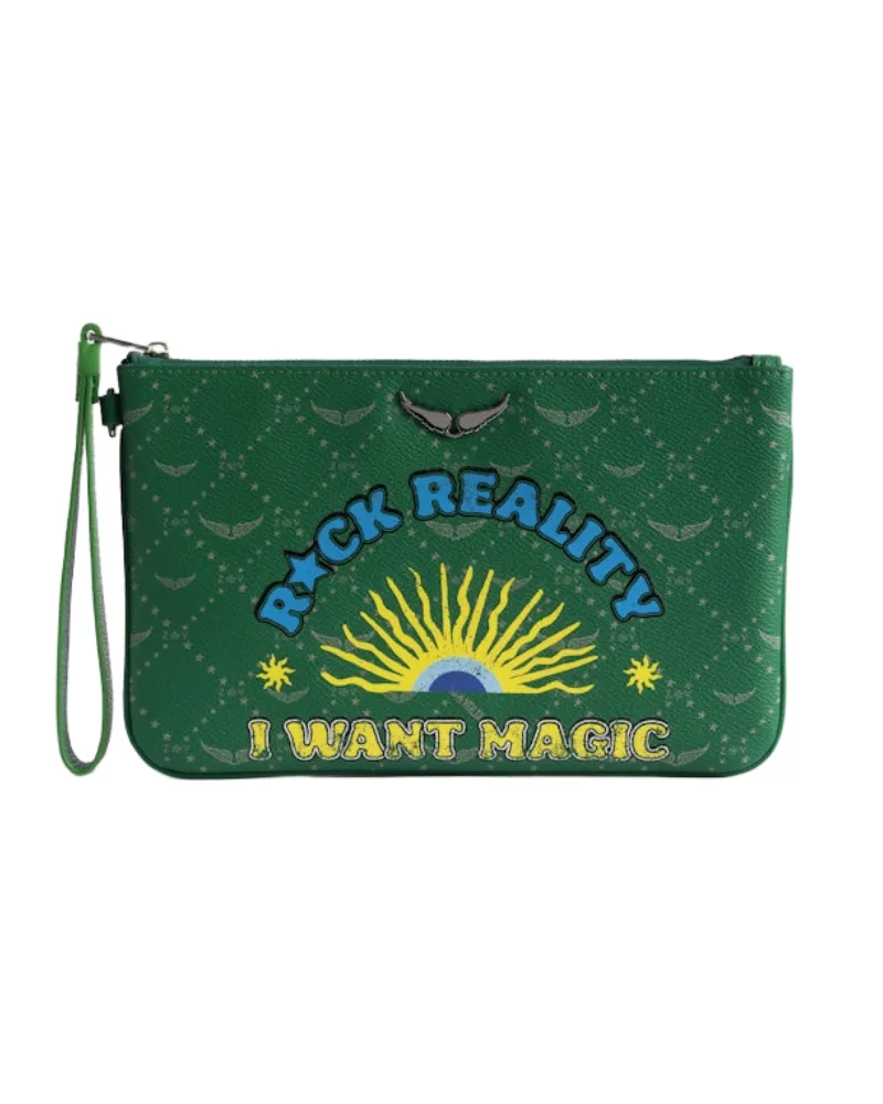 Zadig & Voltaire Z Pouch Monogram Tag Clutch Grün