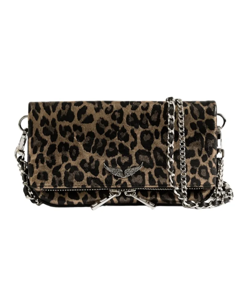 Zadig & Voltaire Rock Nano Metal Leopard Clutch Grau