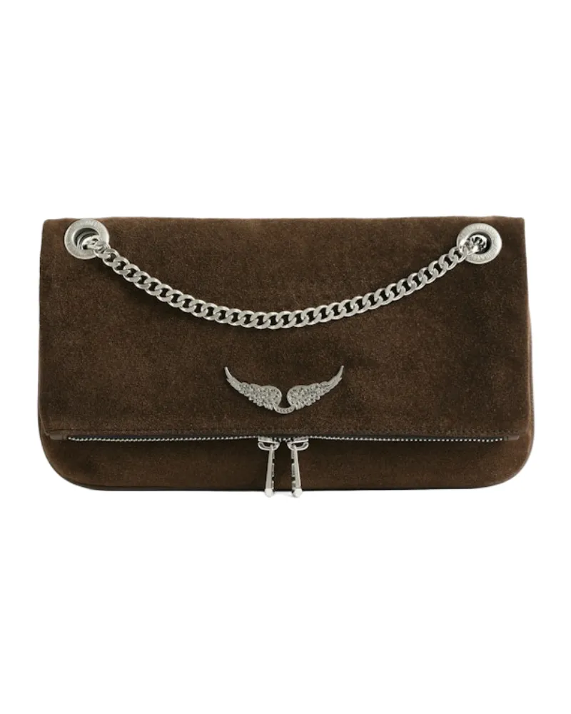 Zadig & Voltaire Clutch Rock II Suede Braun