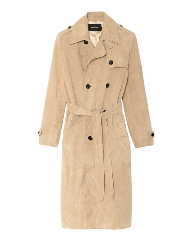 Zadig & Voltaire Parisienne Trench Aus Geknittertem Wildleder Beige