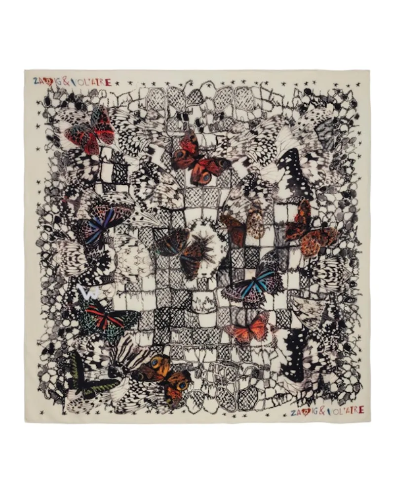 Zadig & Voltaire Blondie Butterfly Lace 130 Schal Weiß