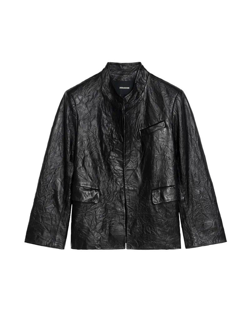 Zadig & Voltaire Blazer Veryn Crinkle-leder Black