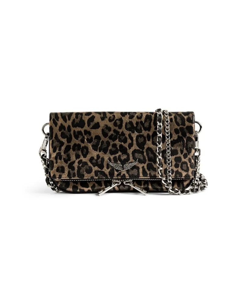 Zadig & Voltaire Rock Nano Metal Leopard Clutch Grau