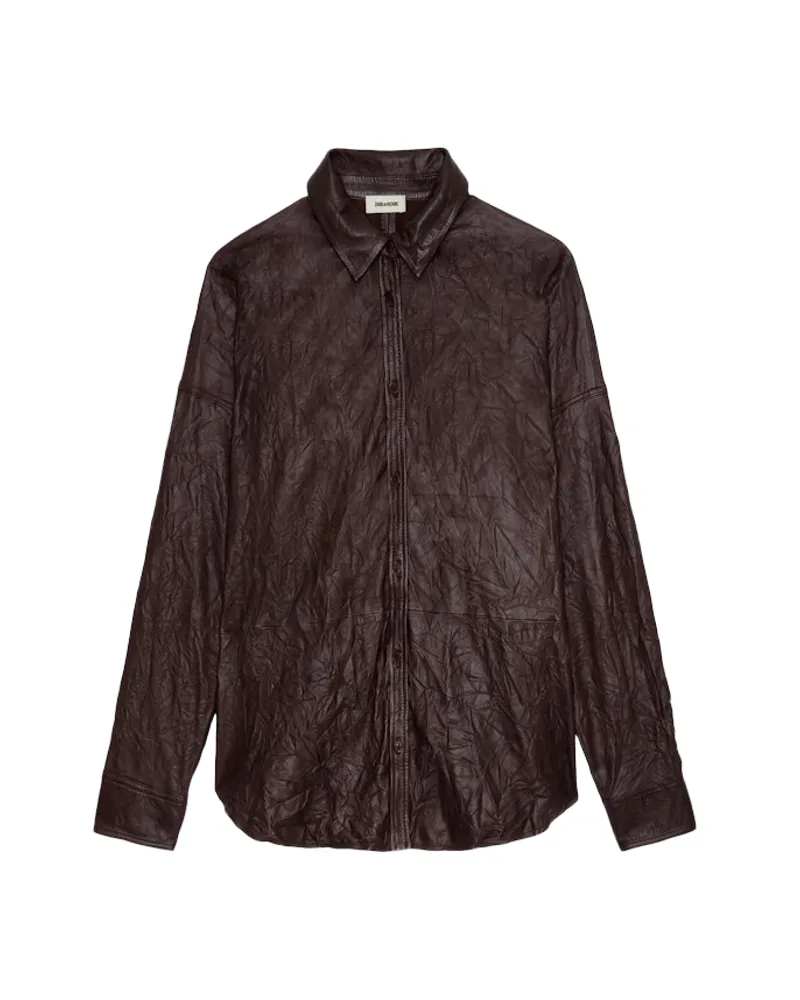 Zadig & Voltaire Bluse Tamara Crinkle-Leder Braun