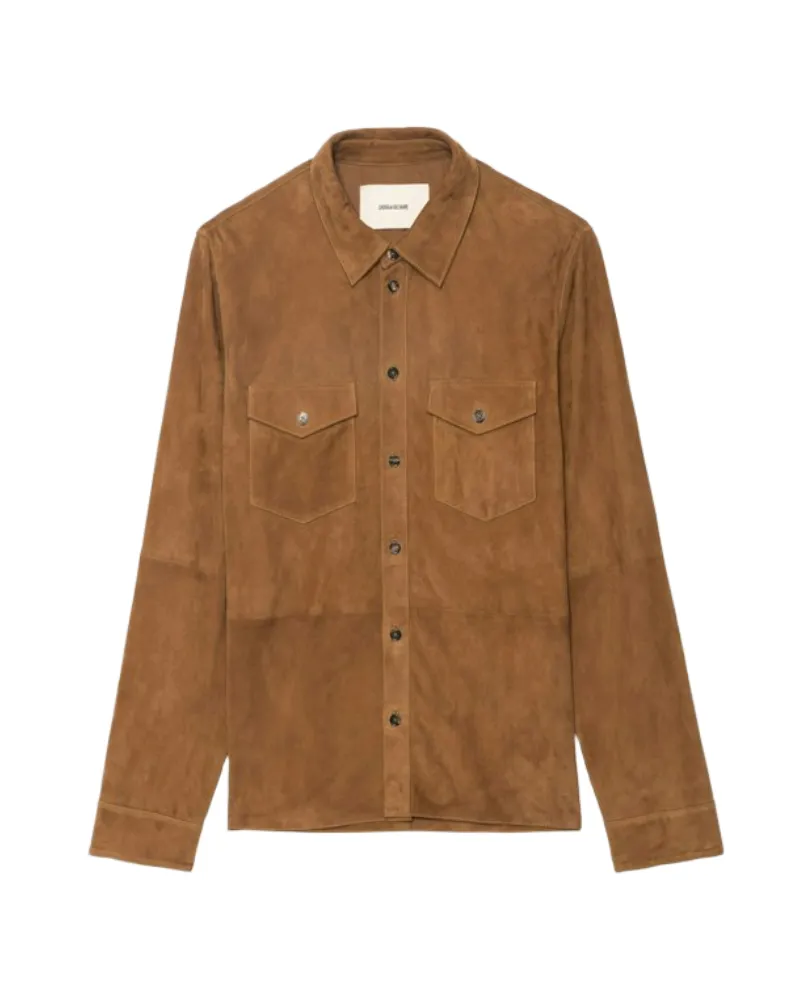 Zadig & Voltaire Sergy Hemd Aus Wildleder Braun