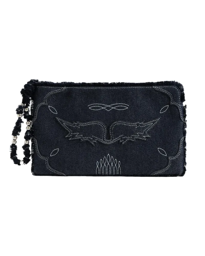 Zadig & Voltaire Angel Denim Western Clutch Blau