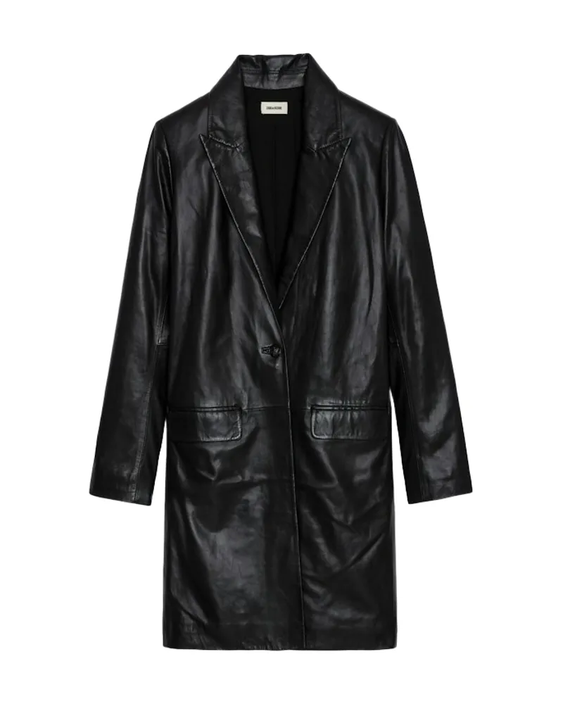 Zadig & Voltaire Mantel Monarque Leder Schwarz