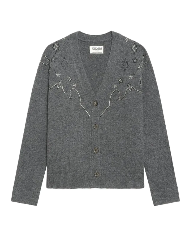 Zadig & Voltaire Mirkaz Cardigan 100% Kaschmir Grau