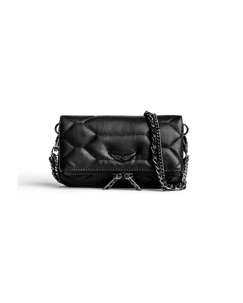 Zadig & Voltaire Clutch Rock Nano Aus Gestepptem Leder Schwarz