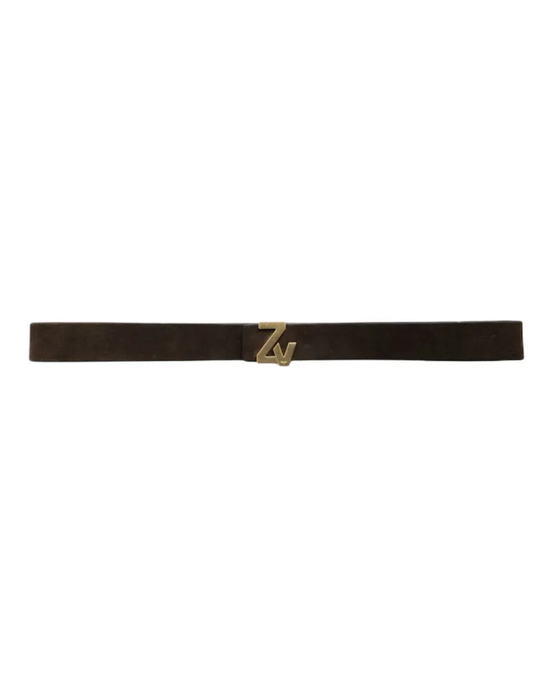 Zadig & Voltaire ZV Initiale La Belt 30mm Wildleder Gürtel Braun