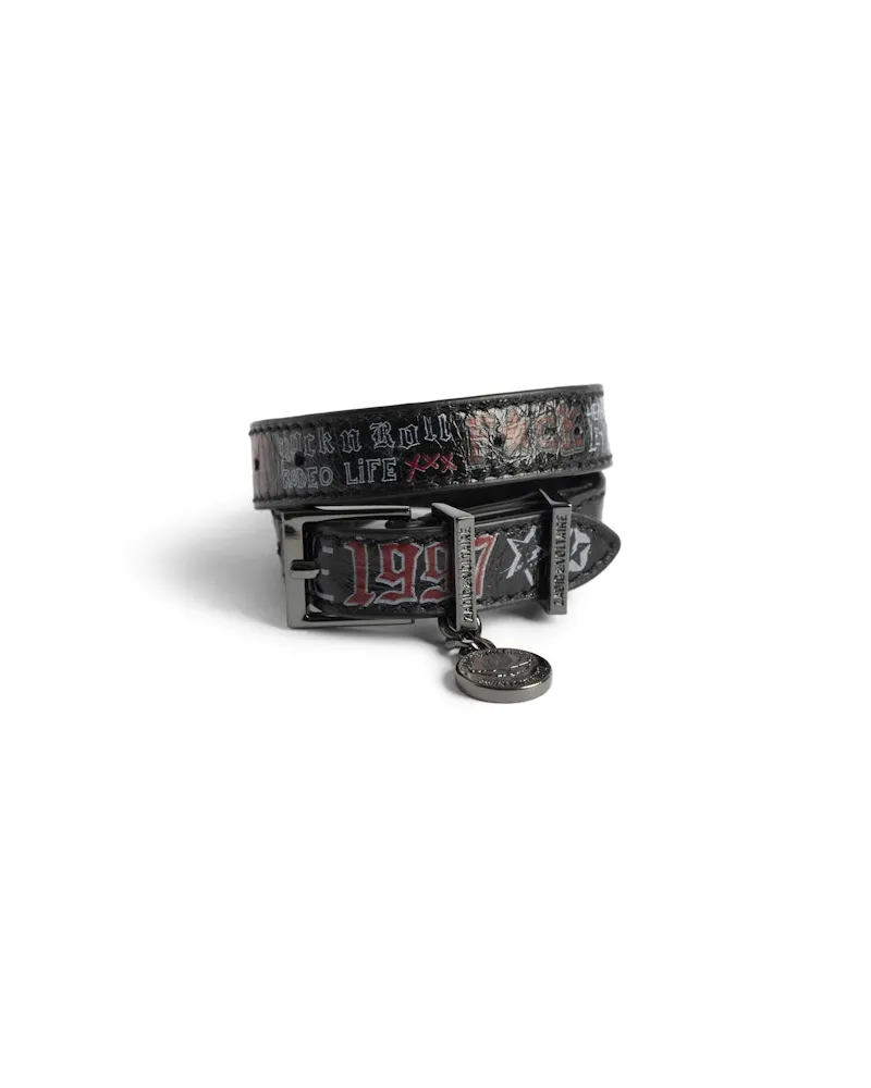 Zadig & Voltaire Sunny Tag Leder Doppelarmband Black