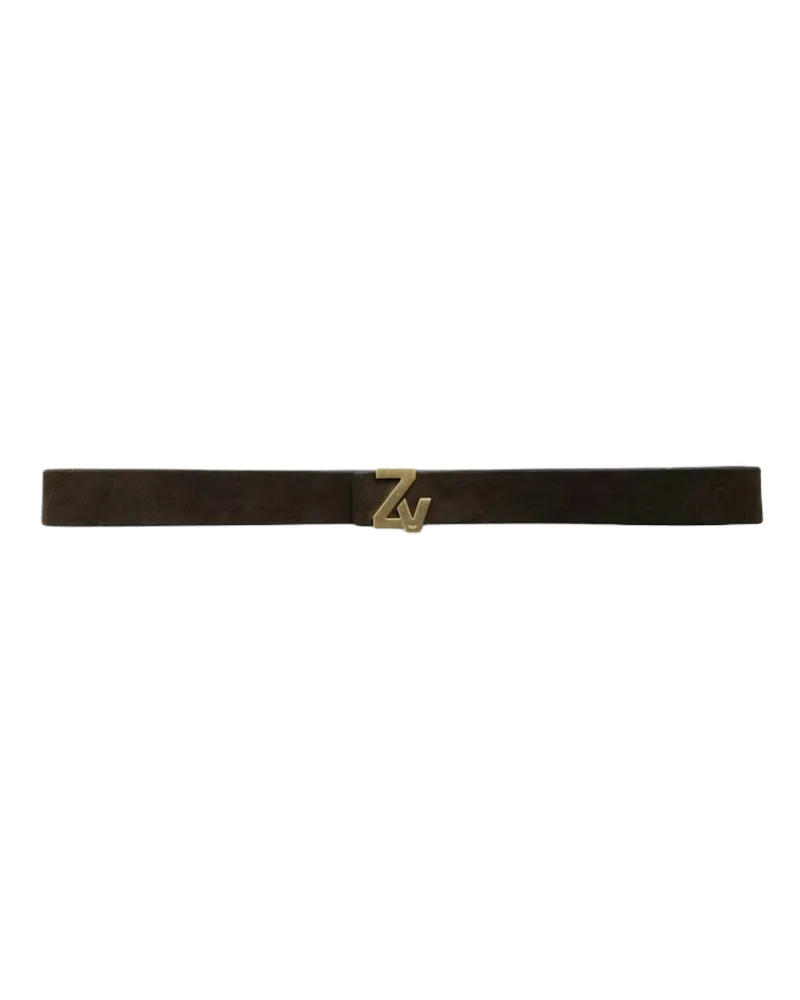 Zadig & Voltaire ZV Initiale La Belt 30mm Wildleder Gürtel Braun