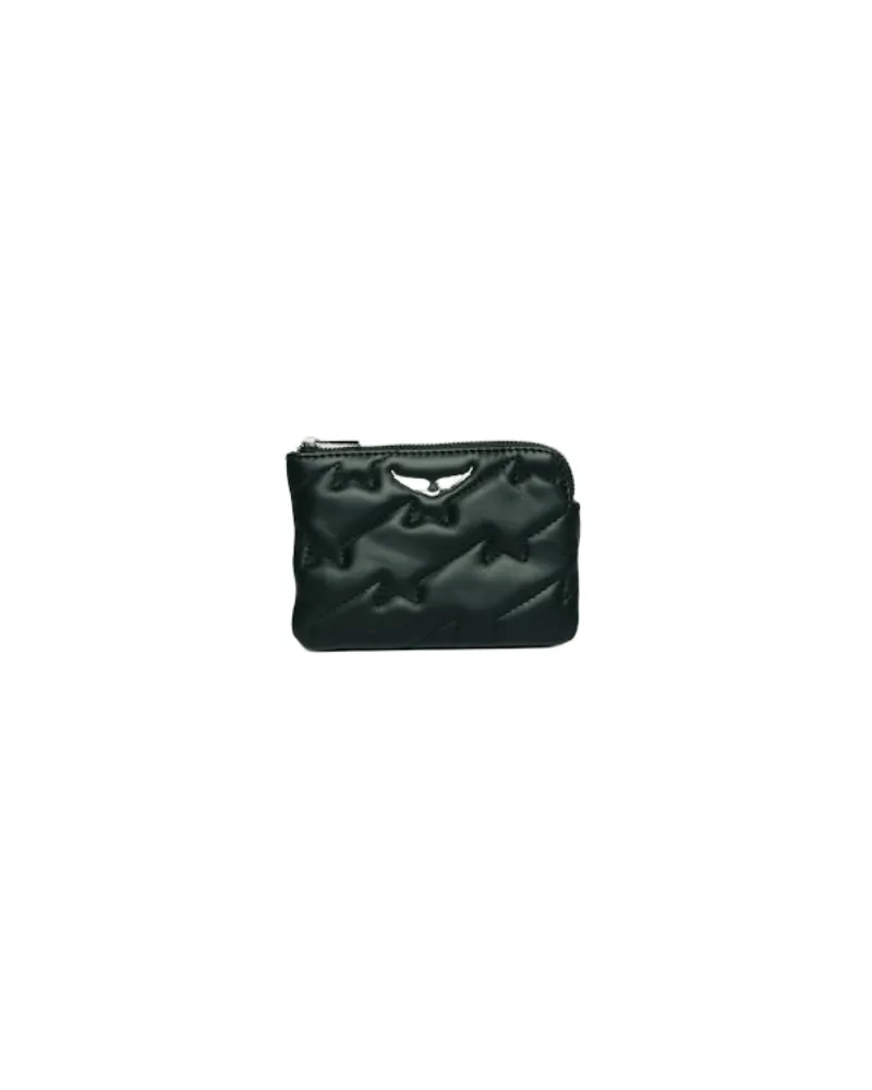 Zadig & Voltaire Kartenetui Mini Uma Wings ZV Gesteppt Schwarz