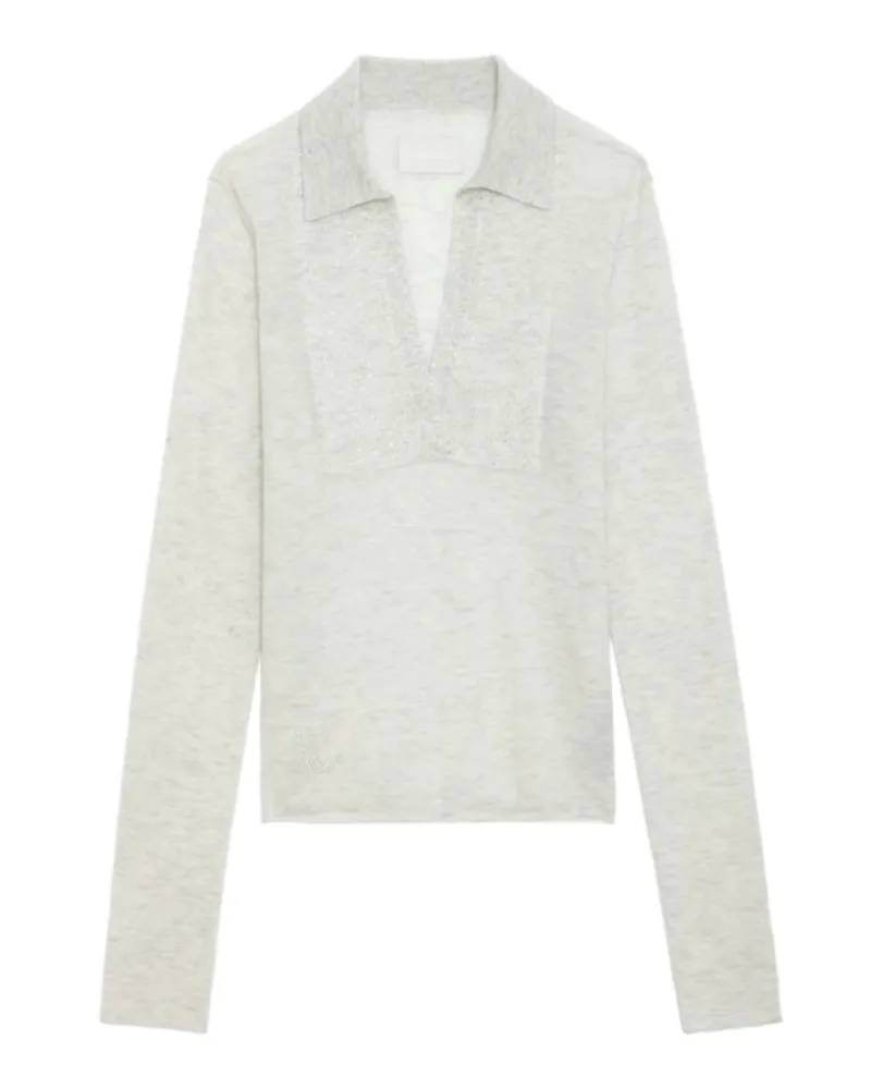 Zadig & Voltaire Pullover Sally Strass 100% Kaschmir Weiß