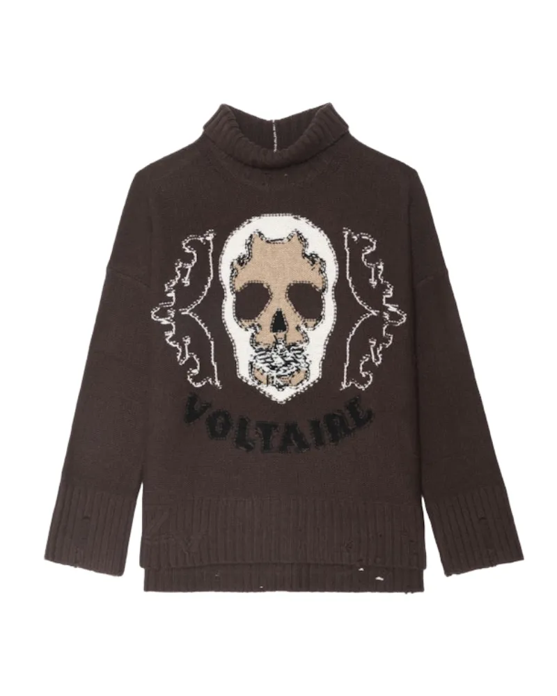 Zadig & Voltaire Pullover Bleeza 100% Merinowolle Braun