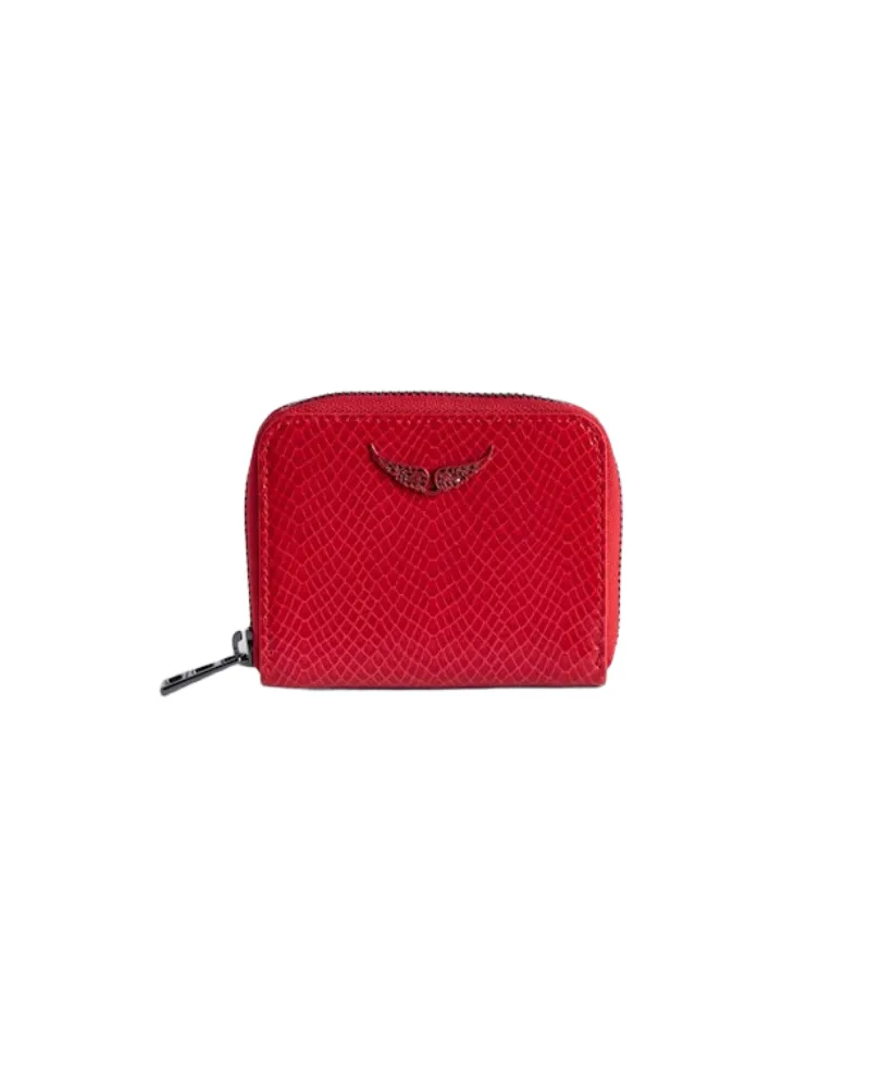 Zadig & Voltaire Mini ZV Glossy Wild Geprägte Geldbörse Rot