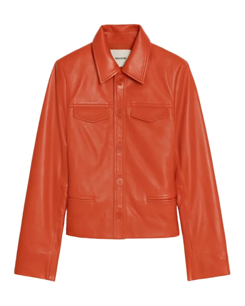 Zadig & Voltaire Jacke Liam Aus Leder Orange