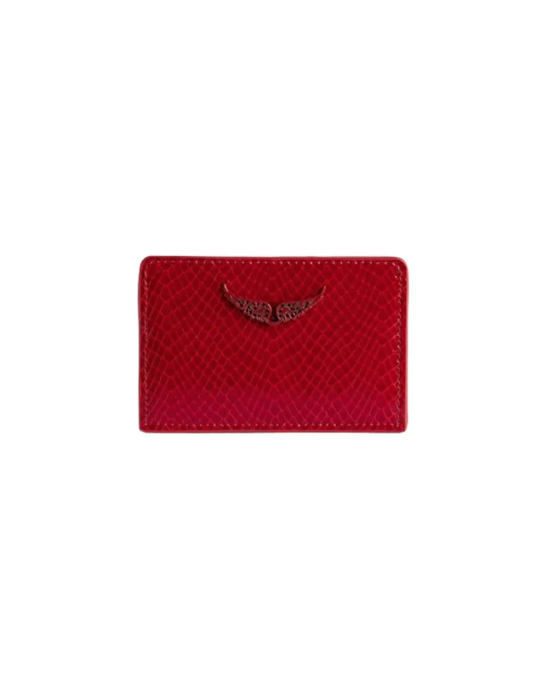 Zadig & Voltaire ZV Pass Glossy Wild Geprägte Kartenhalter Rot