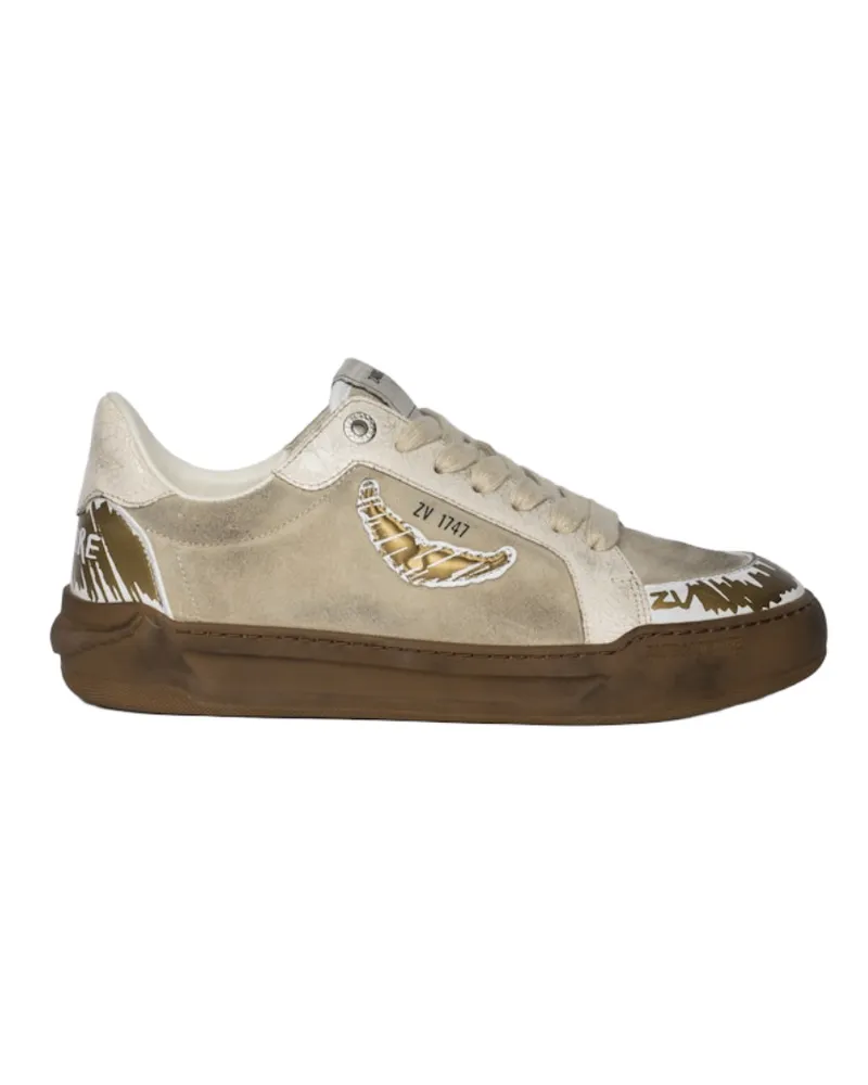 Zadig & Voltaire Sneakers Basses Fly Wings Cracked Beige