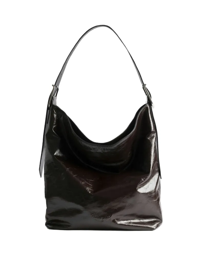 Zadig & Voltaire Jane Hobo Vintage Patent Tasche Braun