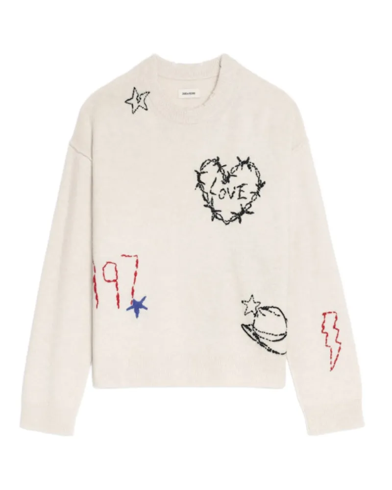 Zadig & Voltaire Pullover Markuz 100% Kaschmir Weiß