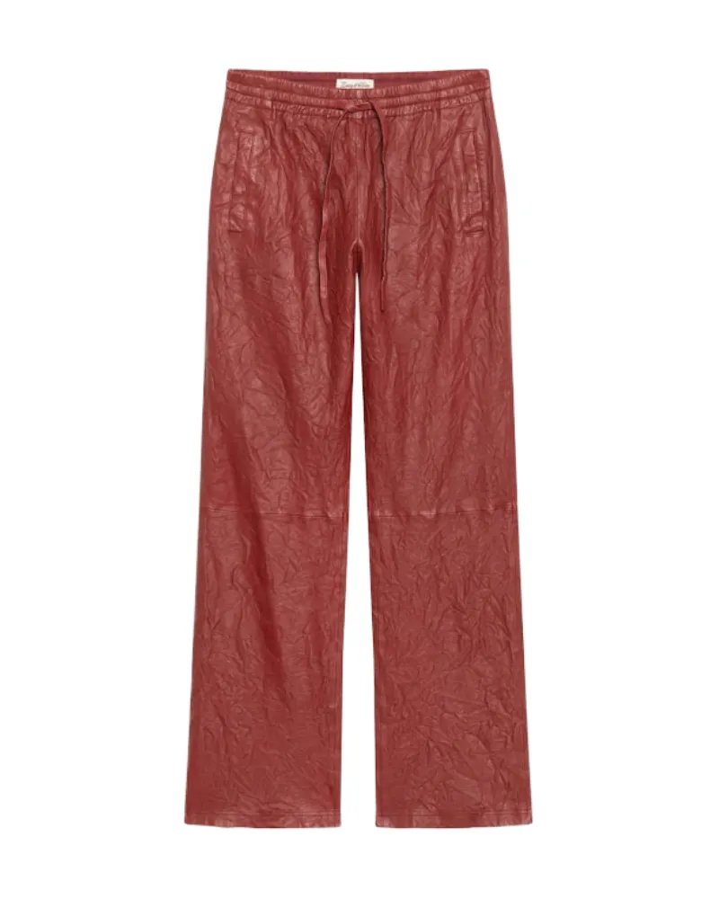 Zadig & Voltaire Pocha Hose Geknittertem Leder Rot