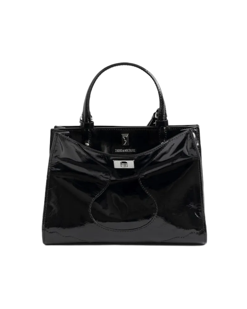 Zadig & Voltaire Jack Mini Vintage Patent Tasche Schwarz