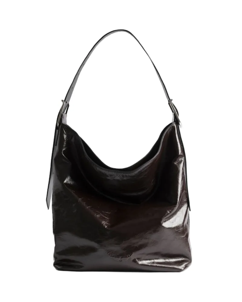 Zadig & Voltaire Jane Hobo Vintage Patent Tasche Braun